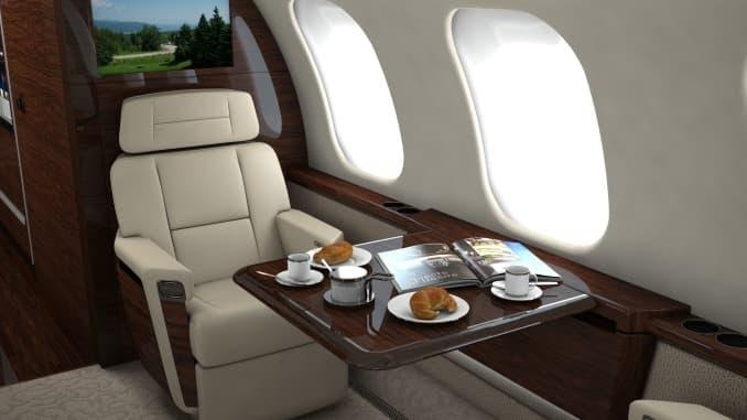 Интерьер бизнес-джета Bombardier Global 7000.